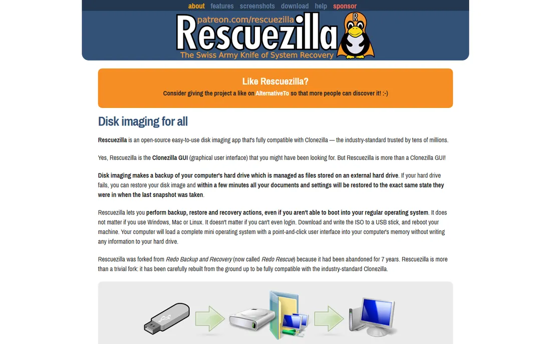 Rescuezilla homepage