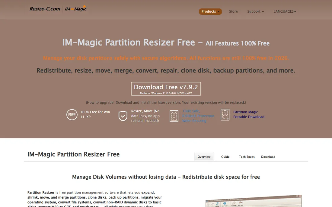 IM-Magic Partition Resizer homepage