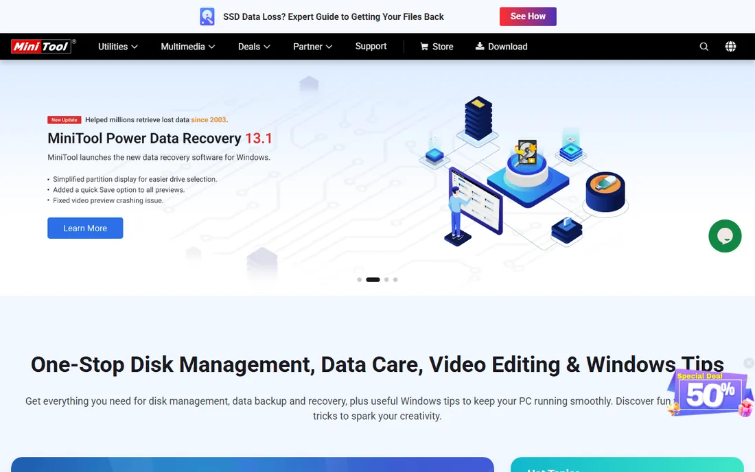 MiniTool Partition Wizard homepage
