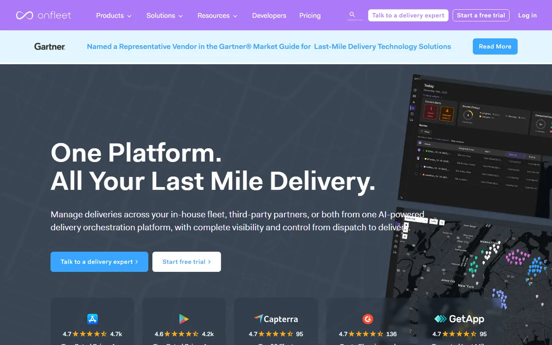 Onfleet homepage