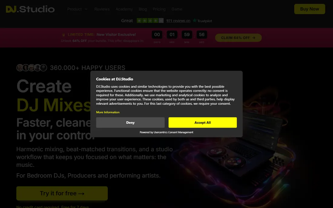 DJ.Studio homepage