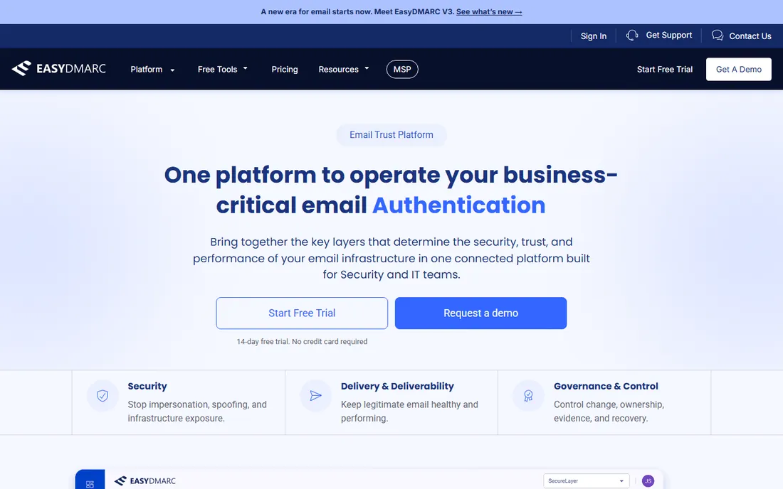 EasyDMARC homepage