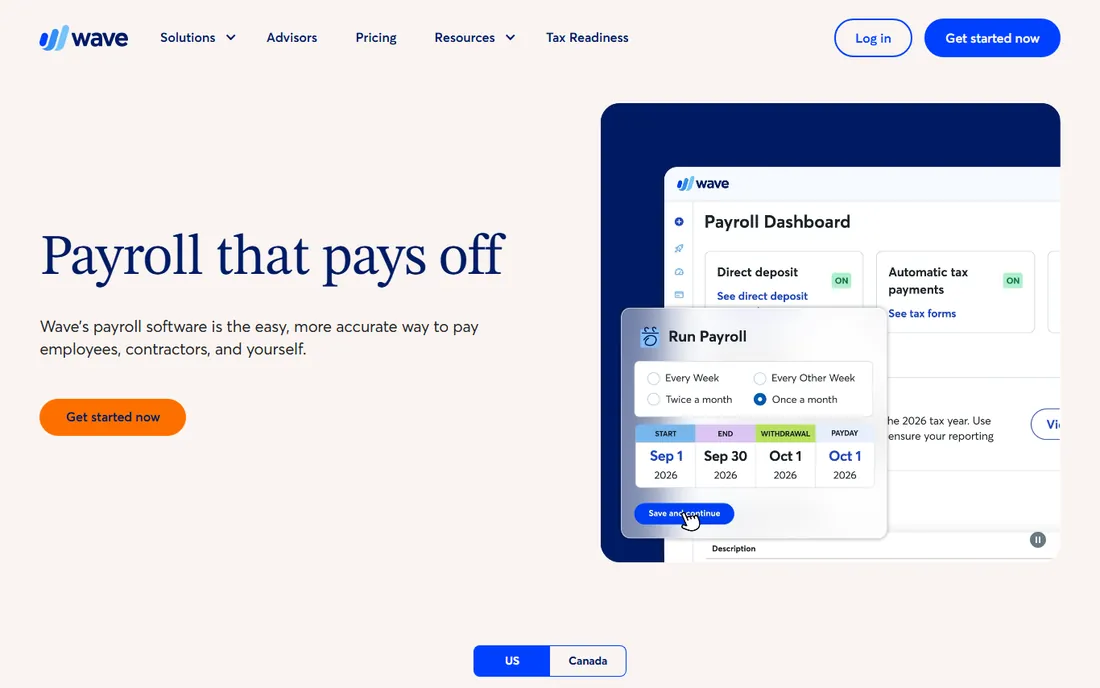 Wave Payroll homepage
