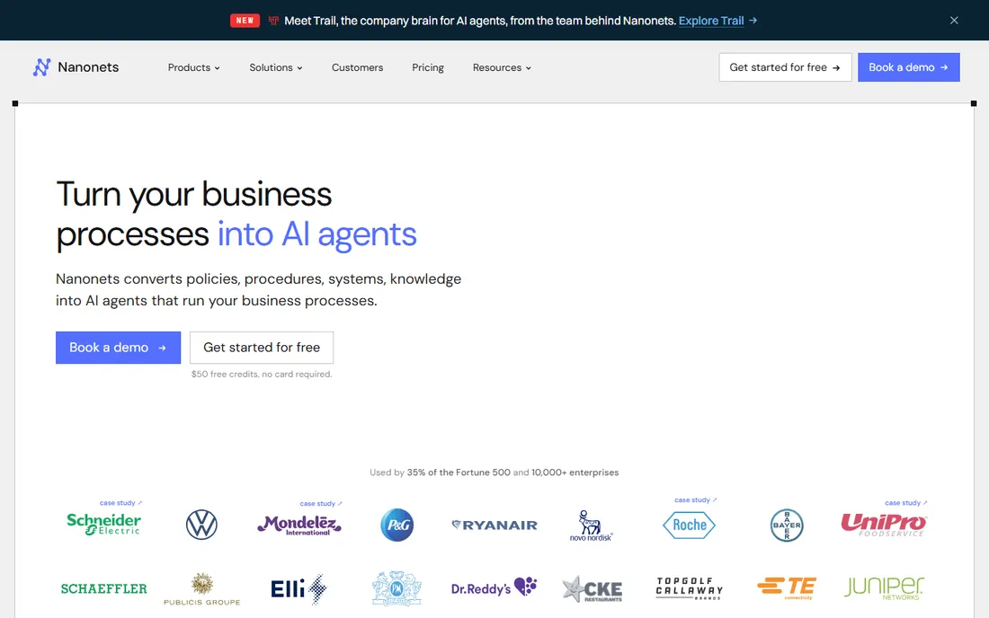 Nanonets homepage
