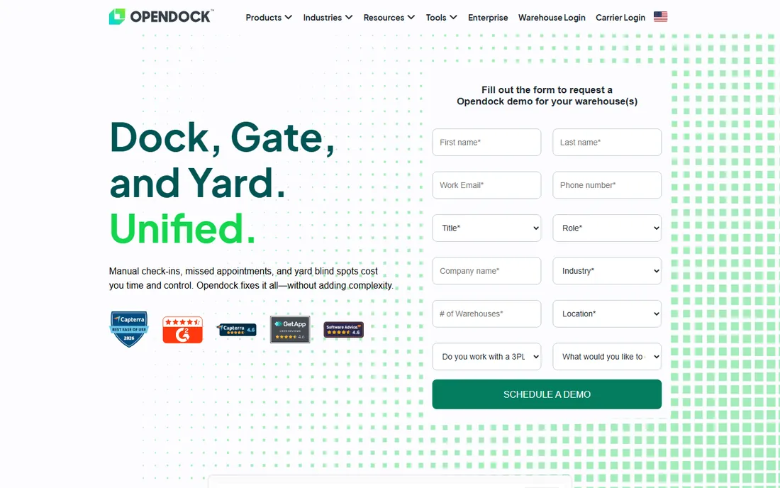 Opendock homepage
