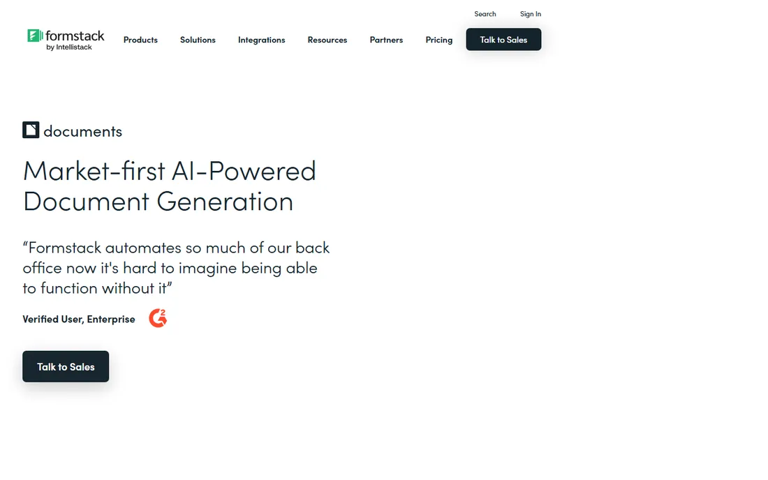 Formstack Documents homepage