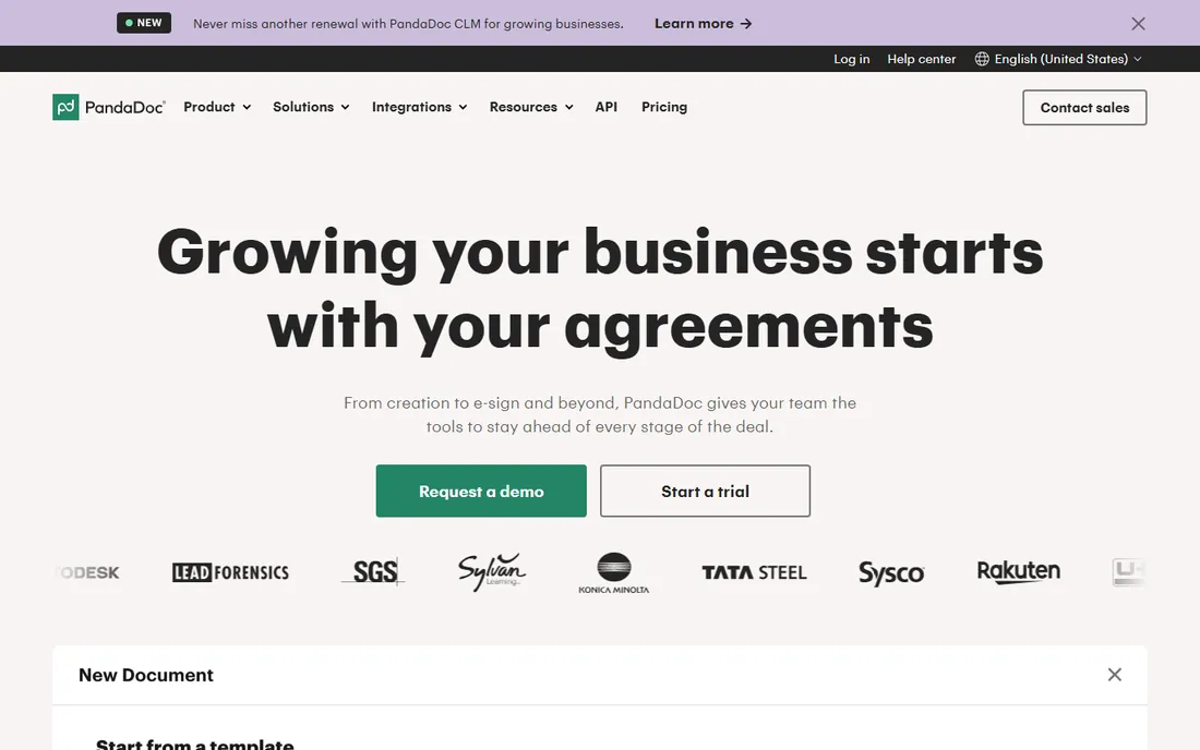 PandaDoc homepage