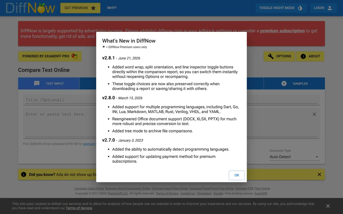 DiffNow homepage
