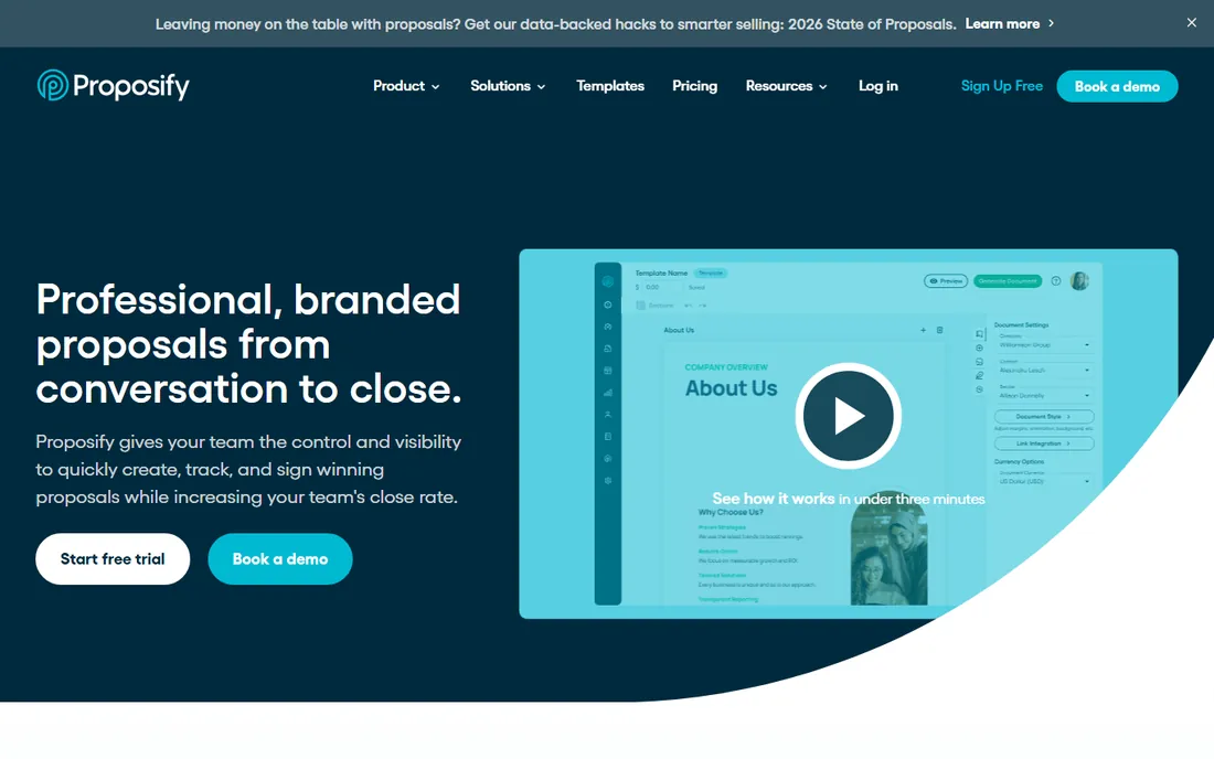 Proposify homepage