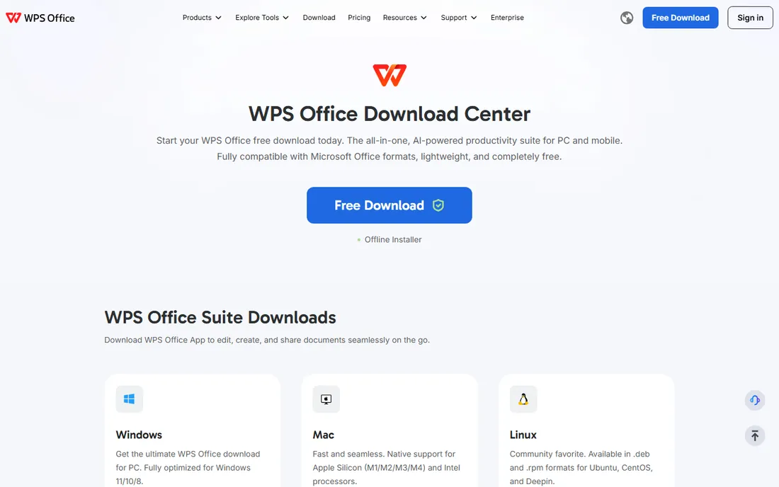 WPS Office homepage