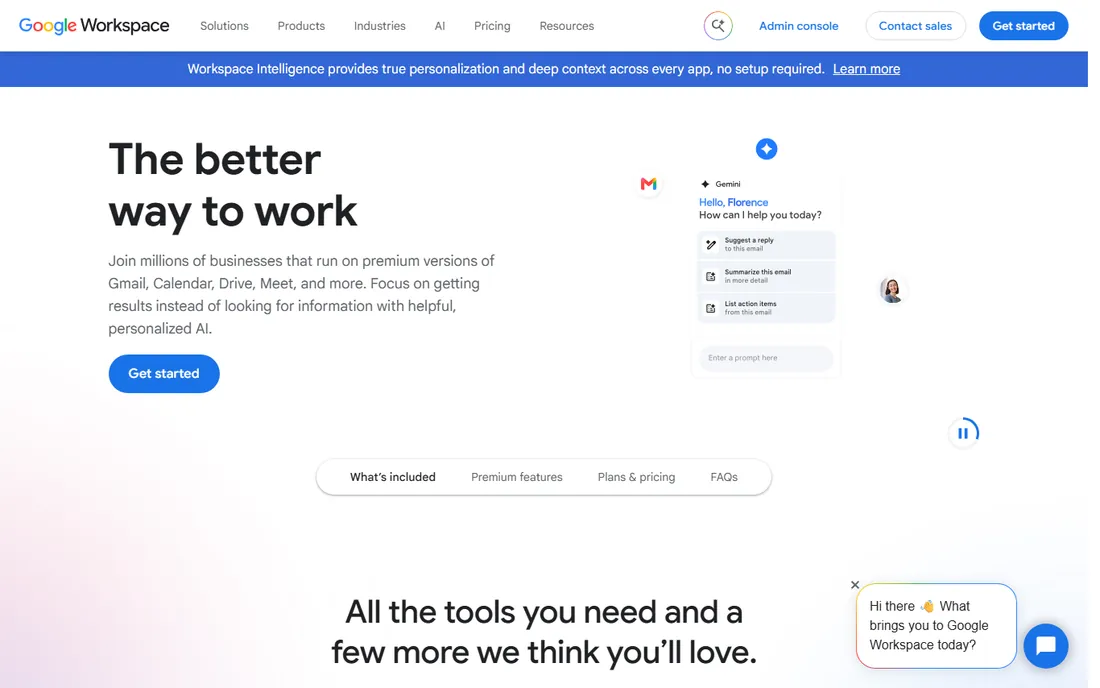 Google Workspace homepage