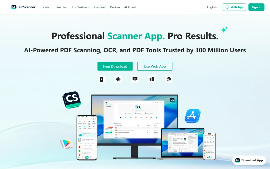 CamScanner homepage