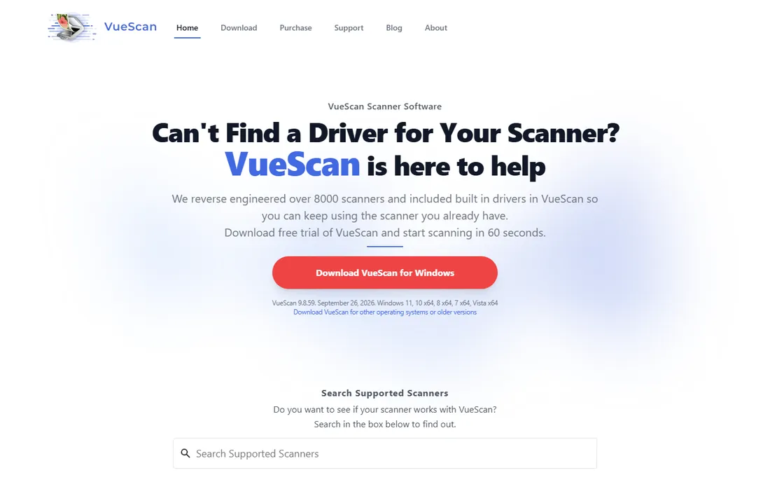 VueScan homepage