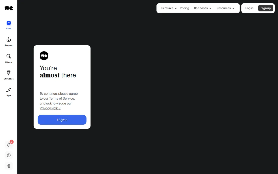 WeTransfer homepage