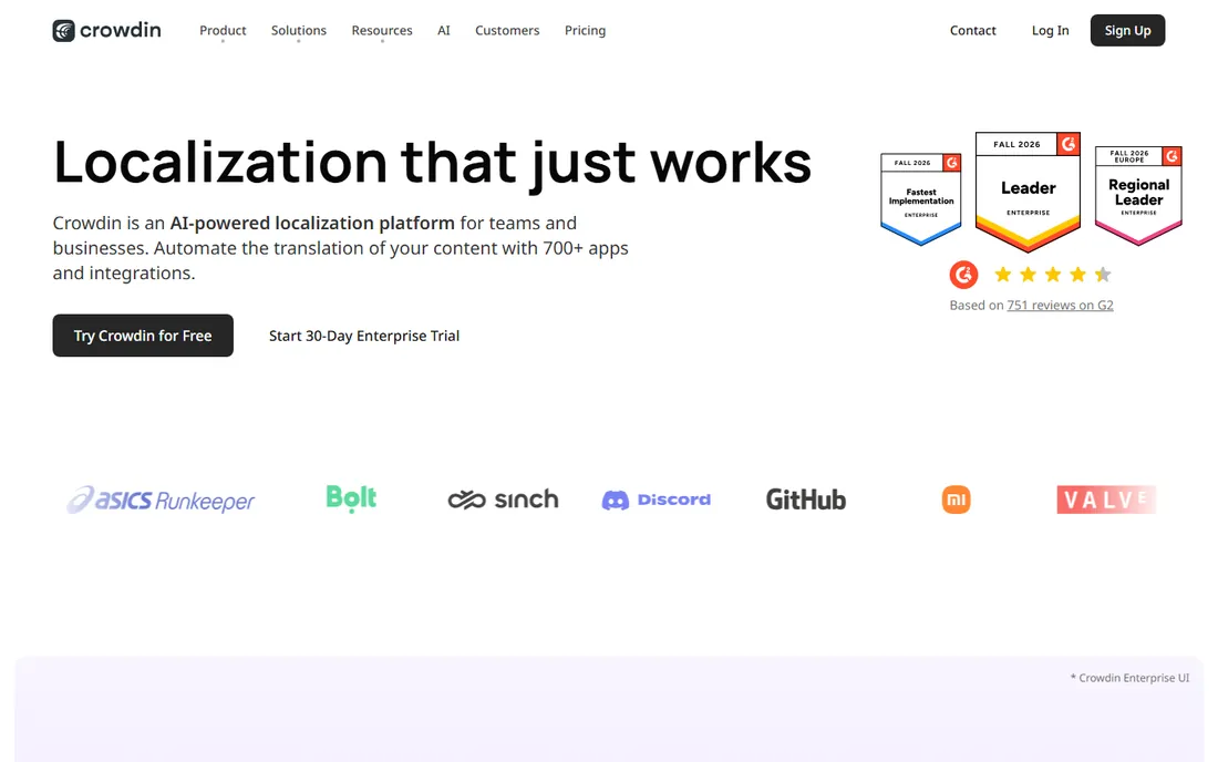 Crowdin homepage