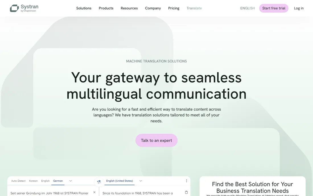 SYSTRAN homepage