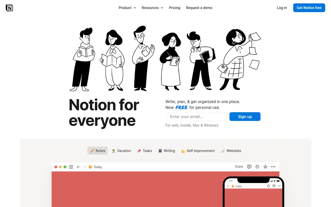 Notion homepage