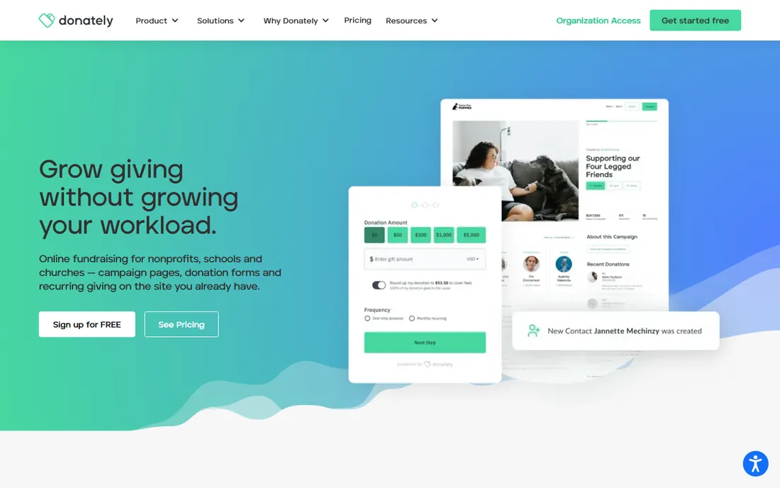 Donately homepage