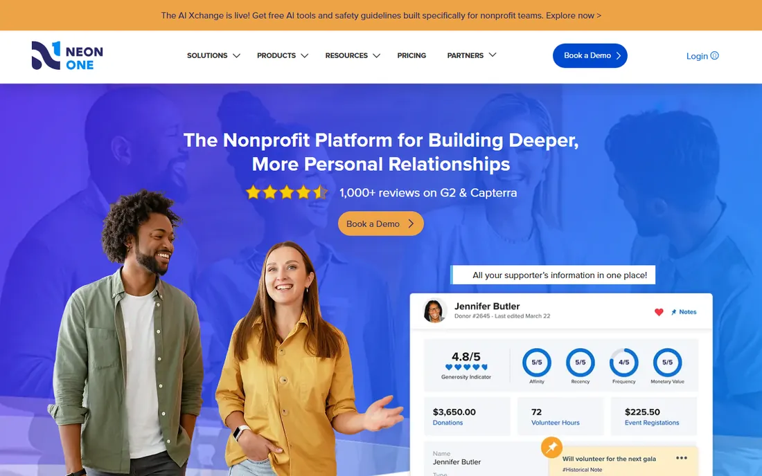 Neon CRM homepage