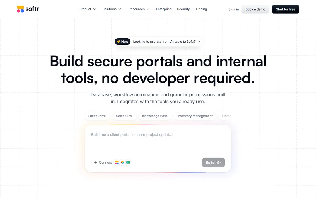 Softr homepage