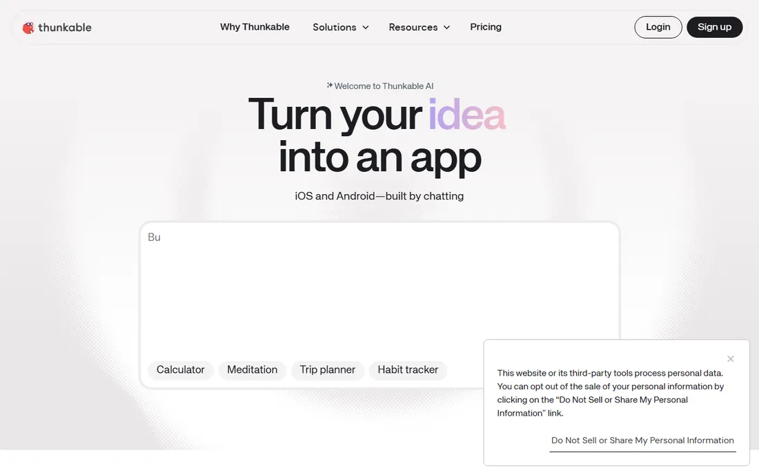 Thunkable homepage