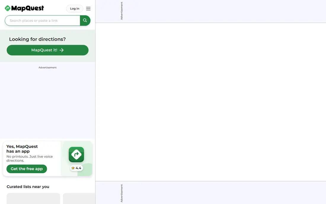 MapQuest homepage