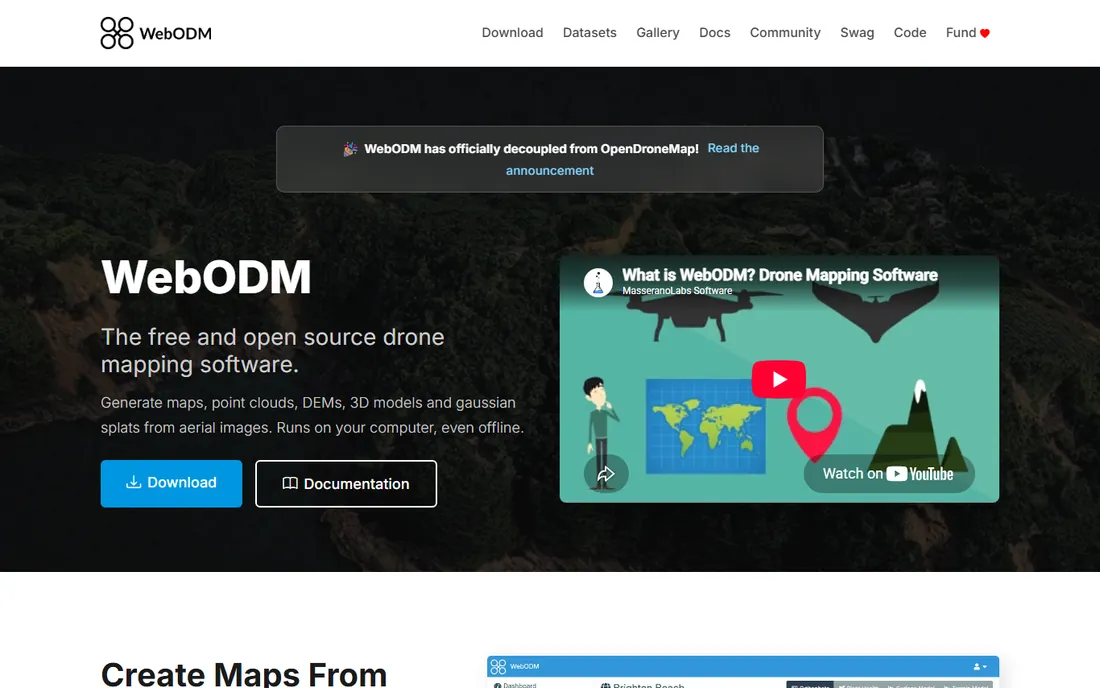 WebODM homepage