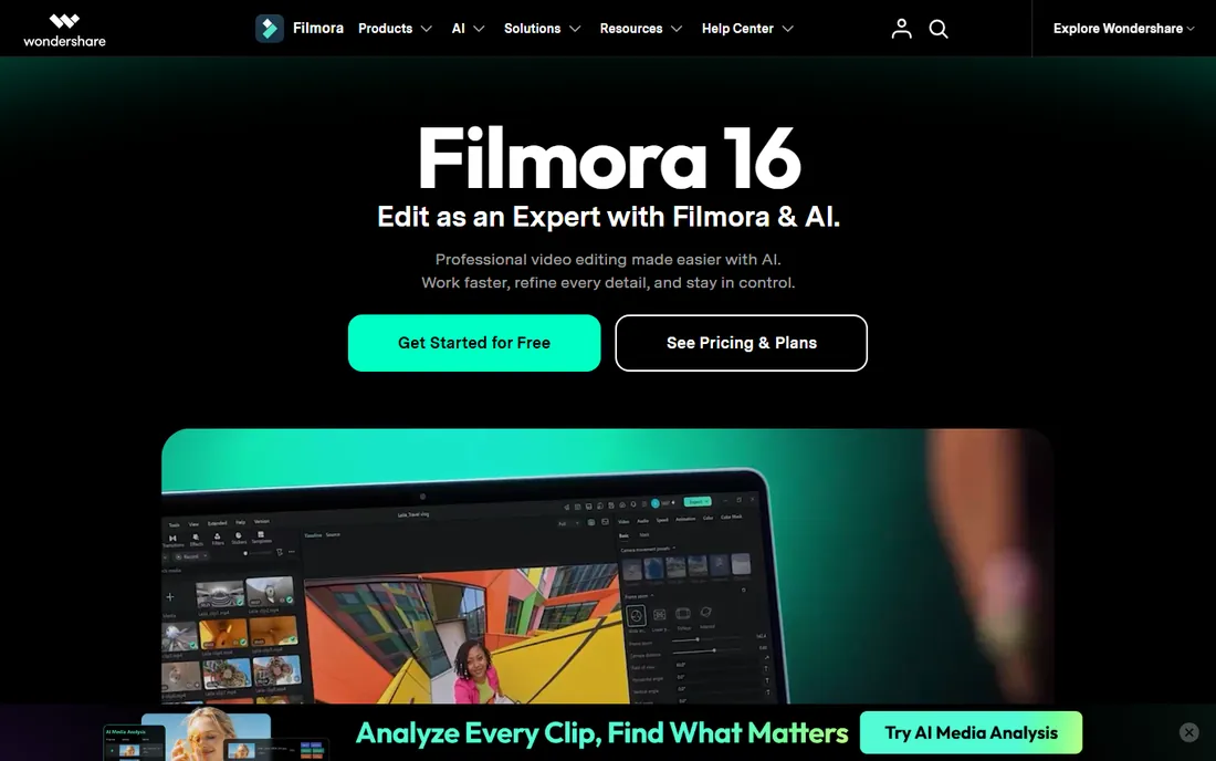Filmora homepage