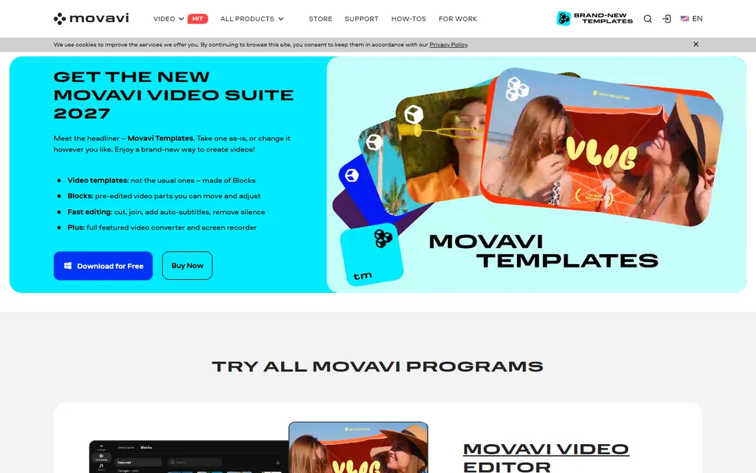 Movavi Video Editor homepage