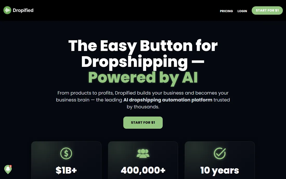 Dropified homepage