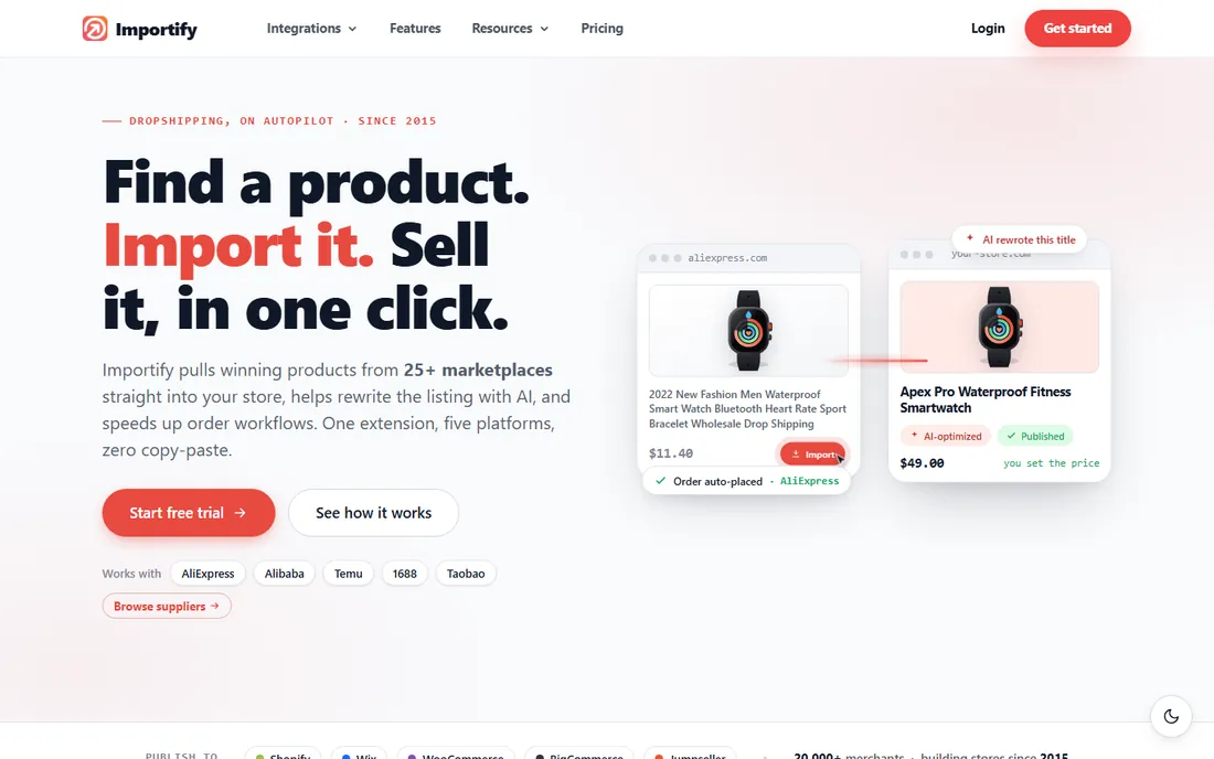 Importify homepage