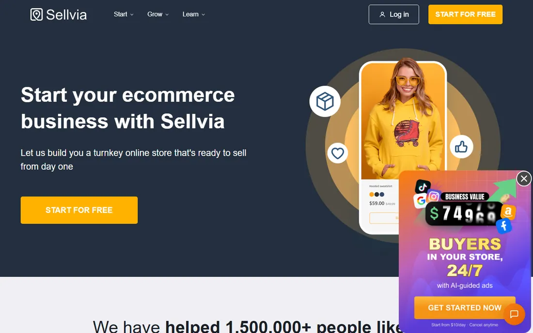 Sellvia homepage