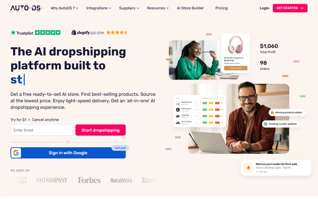 AutoDS homepage