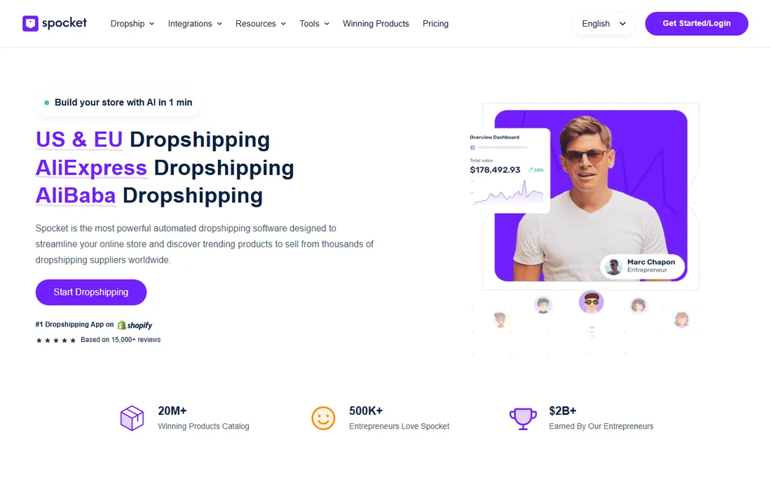 Spocket homepage