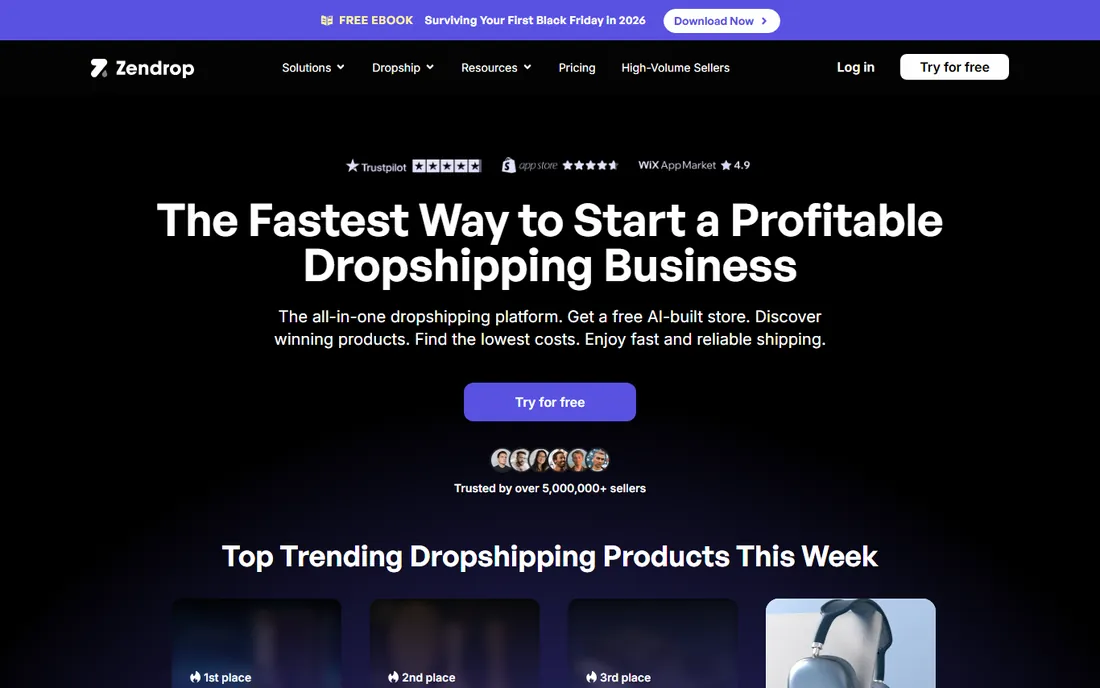 Zendrop homepage