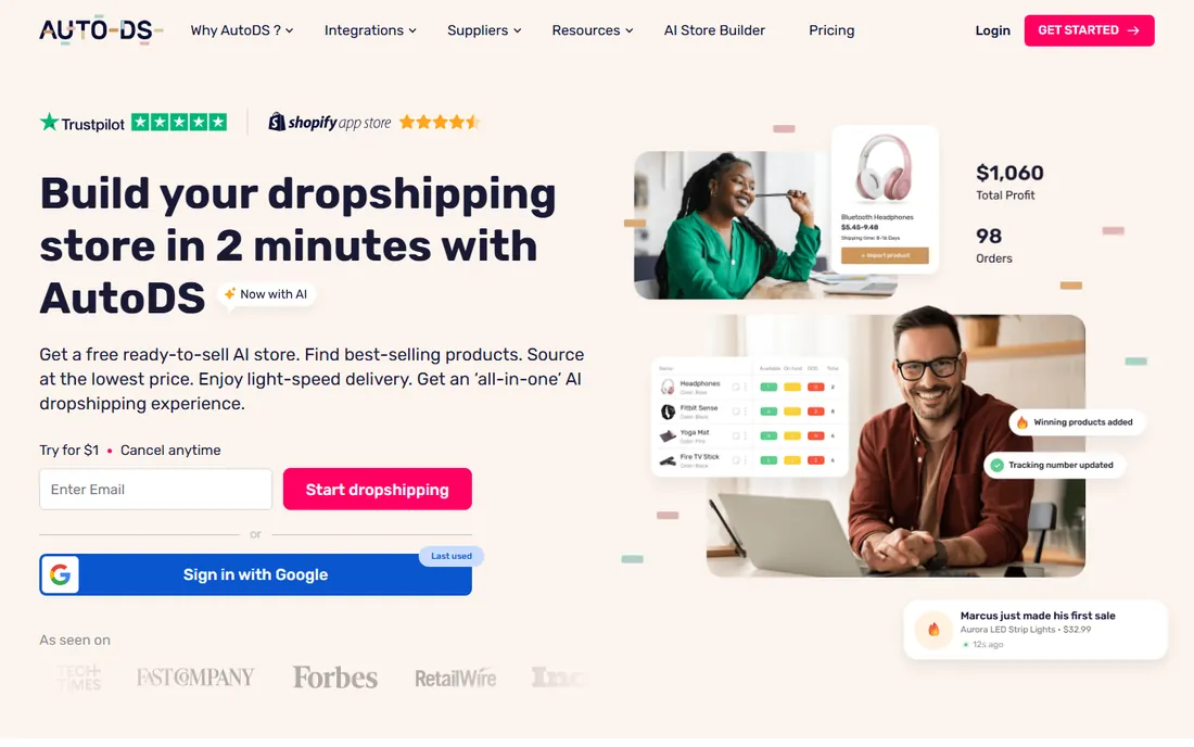 AutoDS homepage
