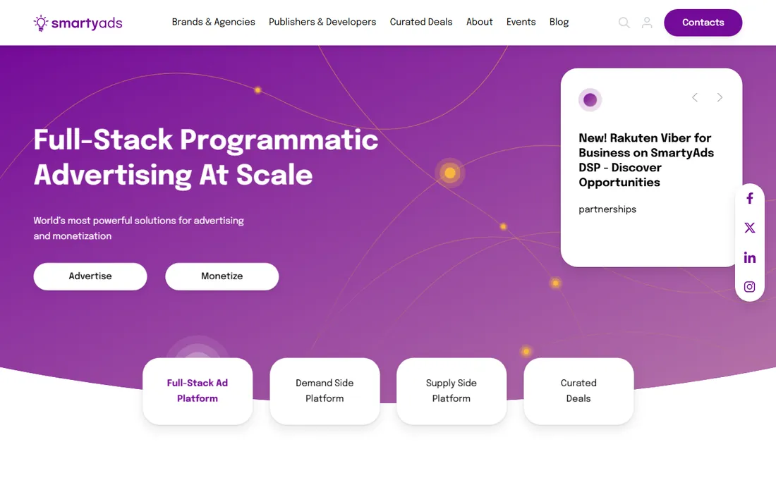 SmartyAds homepage