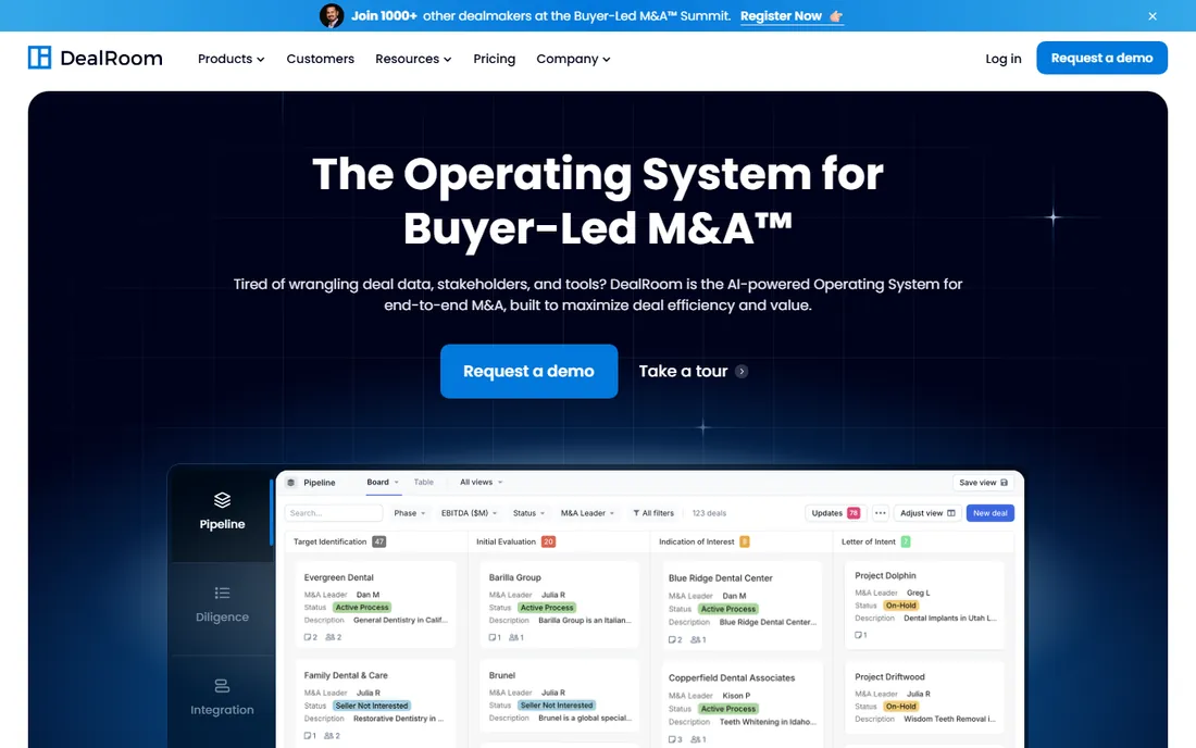 DealRoom homepage
