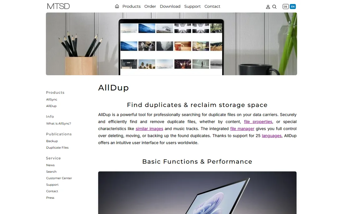 AllDup homepage