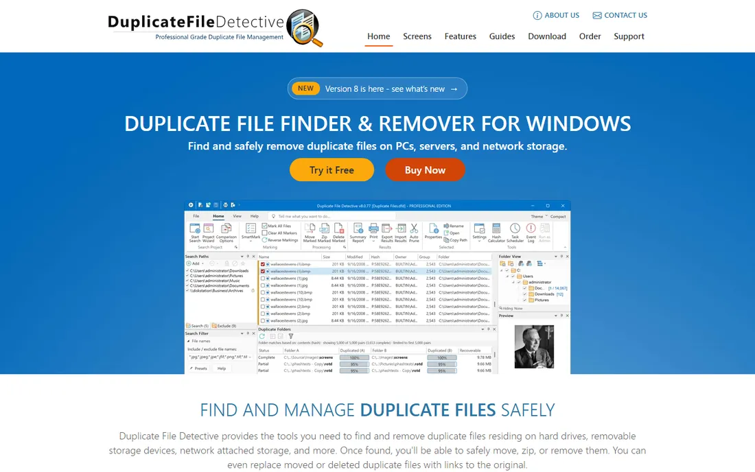 Duplicate File Detective homepage