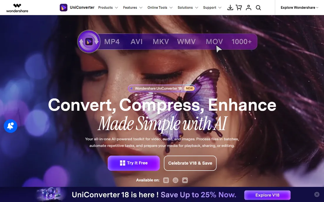 Wondershare UniConverter homepage