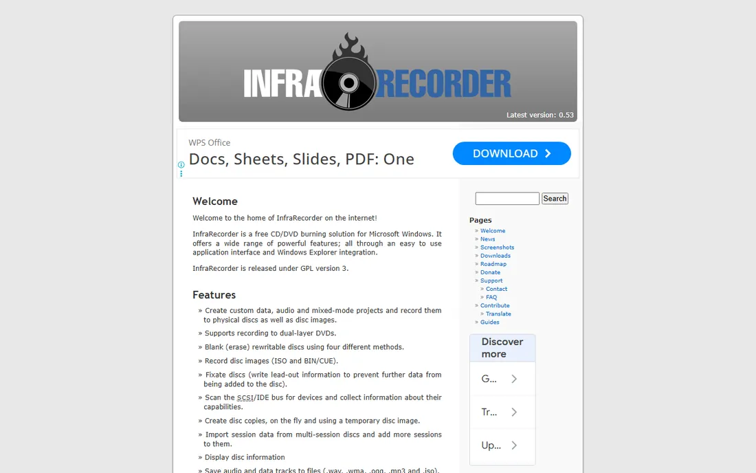 InfraRecorder homepage