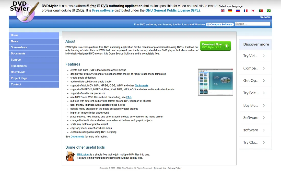DVDStyler homepage