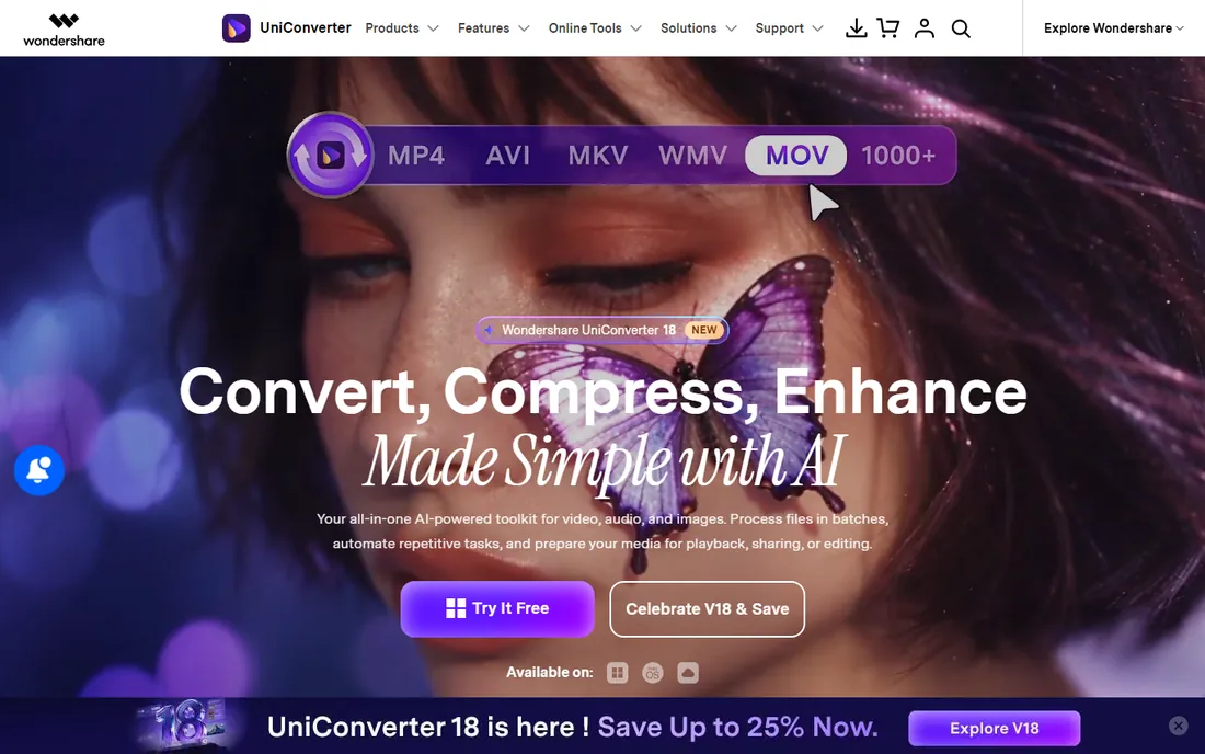 Wondershare UniConverter homepage