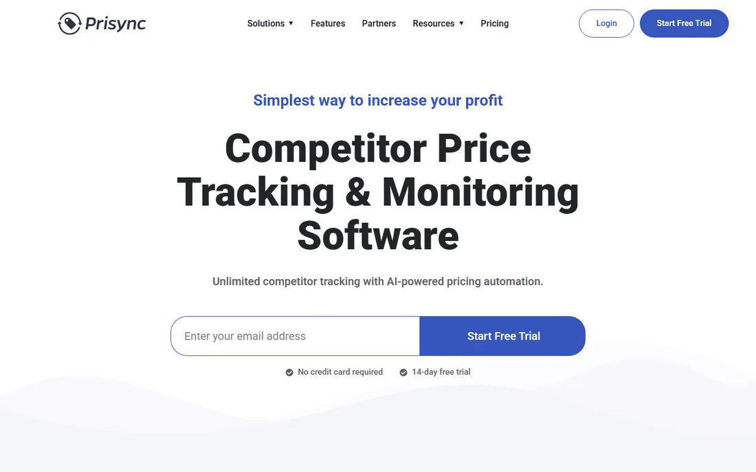 Prisync homepage