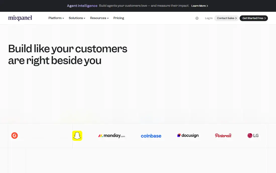 Mixpanel homepage