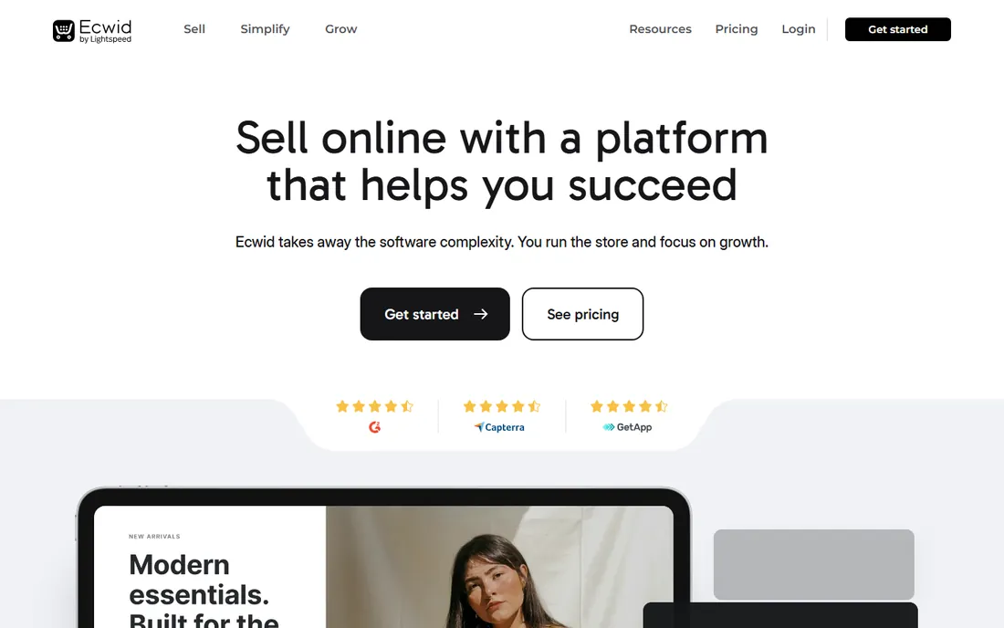 Ecwid homepage