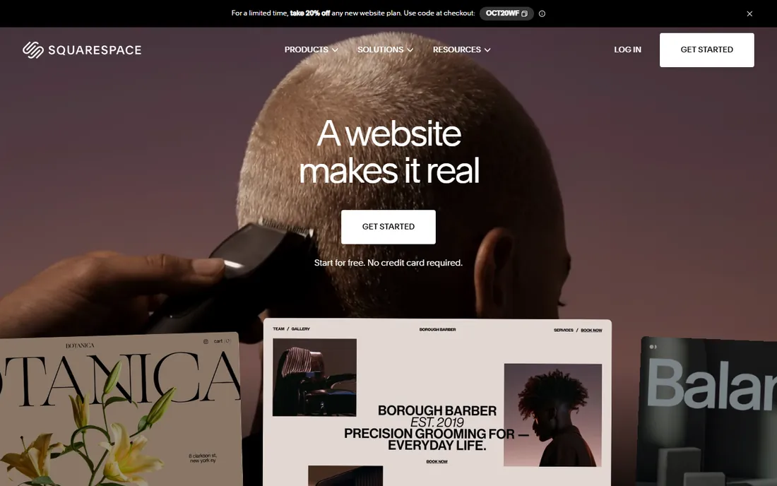 Squarespace homepage