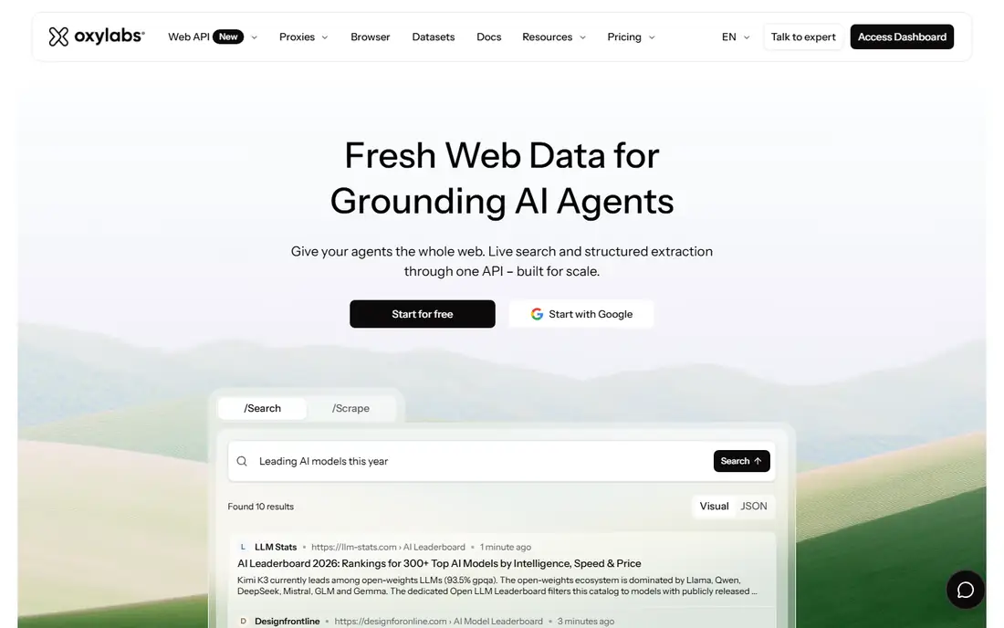 Oxylabs homepage