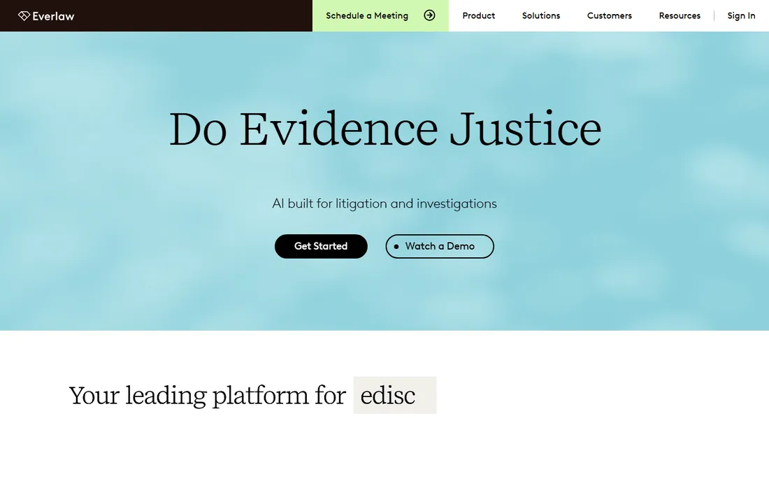 Everlaw homepage